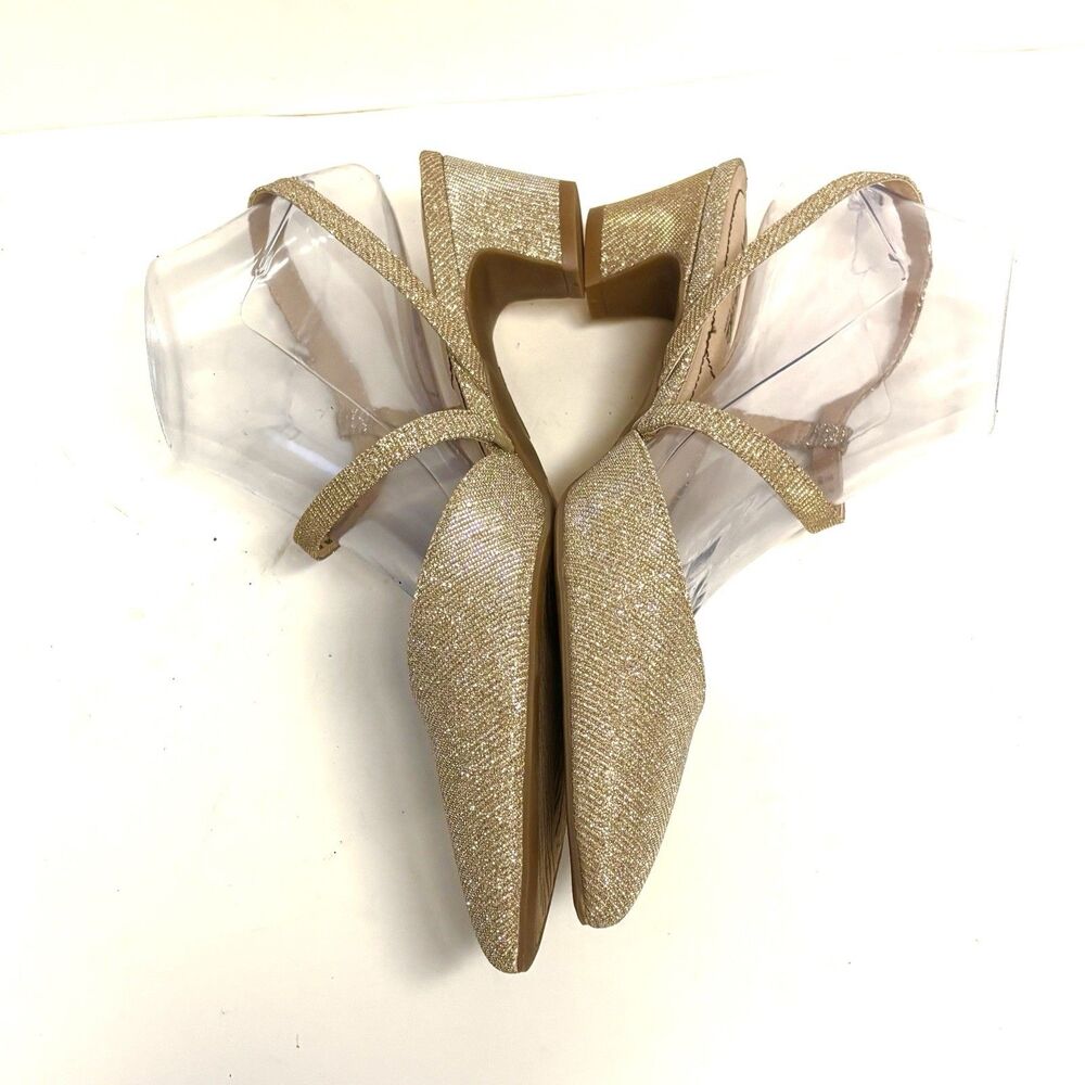 LifeStride Shoes Womens 10M Gold Minimalist Glitter Slingback Block Heels NEW - Picture 4 of 12